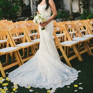 Strapless Lace Wedding Dress - DRY CLEANED